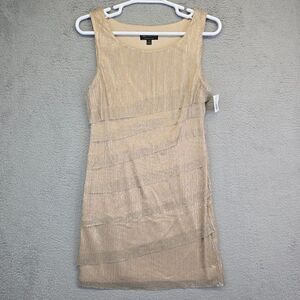 Connected Dress Womens 12‎ Gold Metallic Fringe Tiered Party Cocktail Y2K